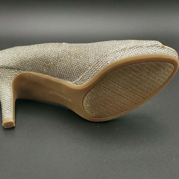 Gold Glitter Peep Toe Pumps - Picture 6 of 8